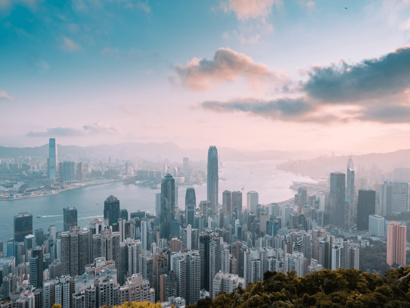 Skyline of Hong Kong with some clouds