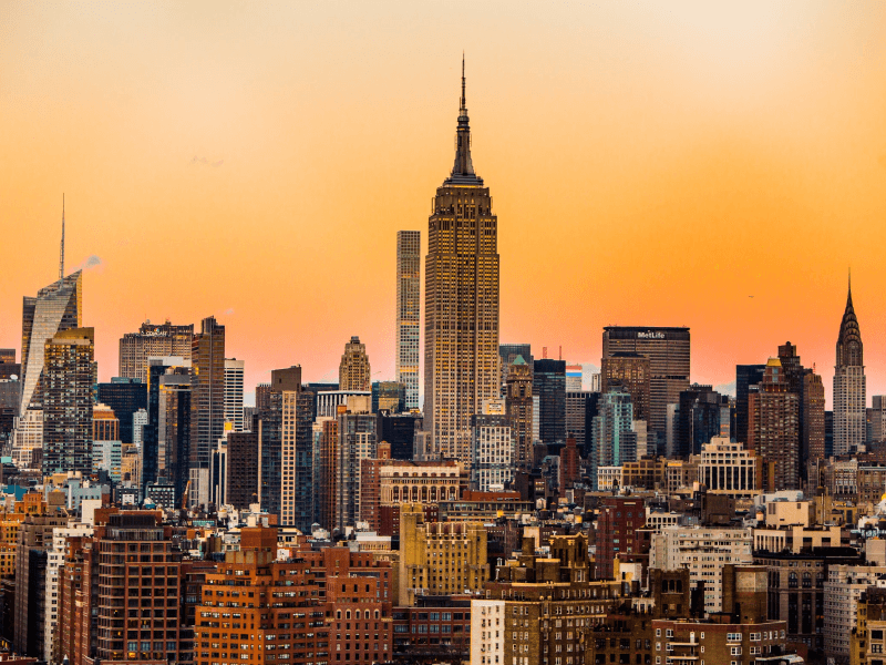 Skyline of New York during sunset